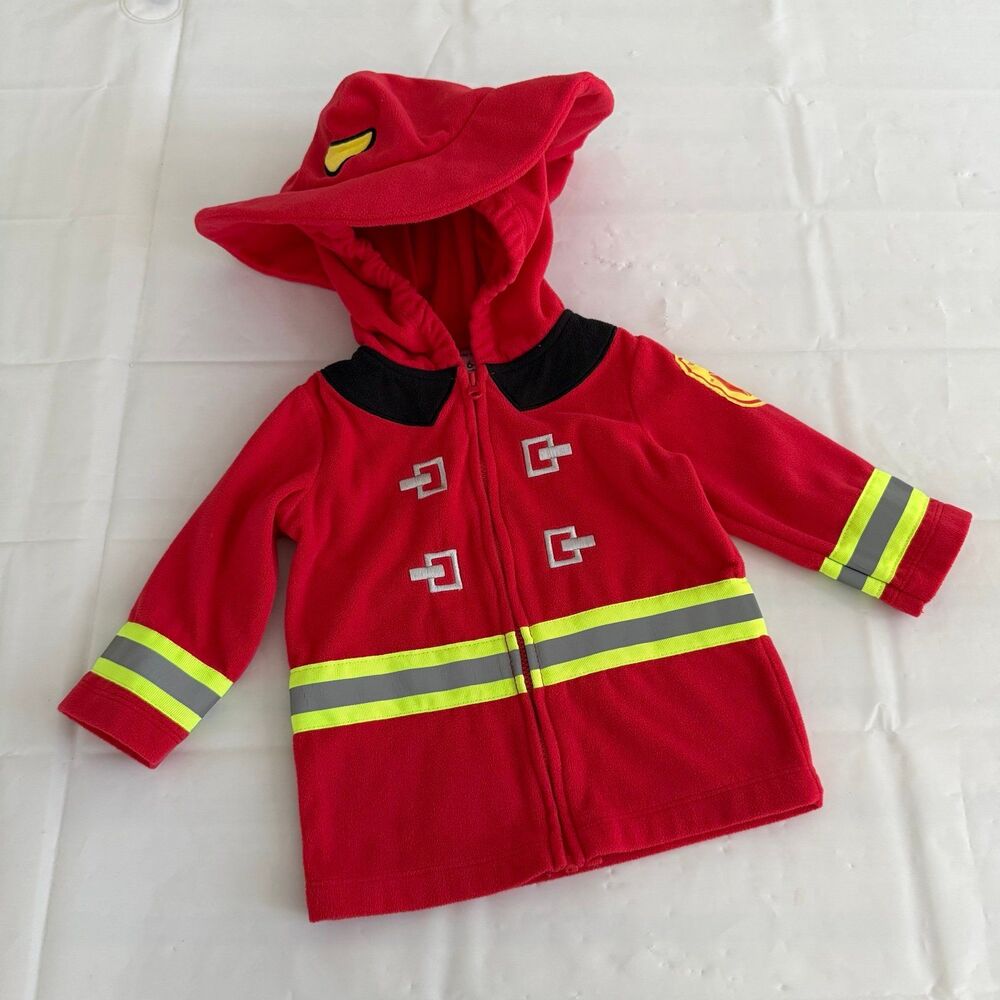 Carters Fireman Fire Chief Baby 6-9M Halloween Costume Hooded Jacket 3D Hat